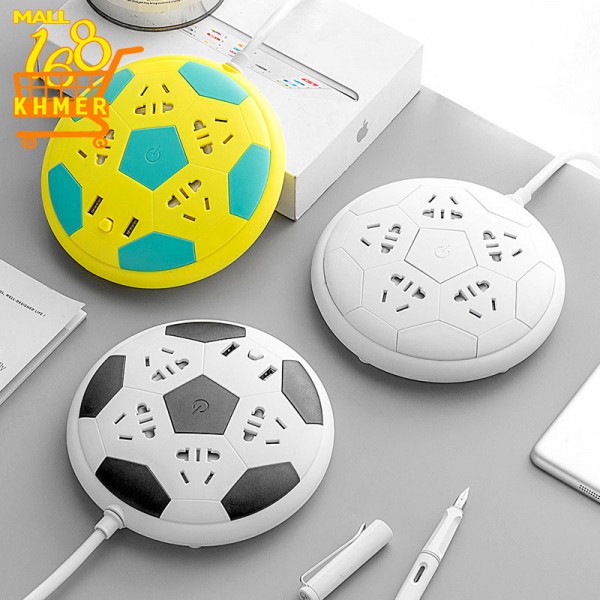 Soccer ball-shaped power socket with usb port