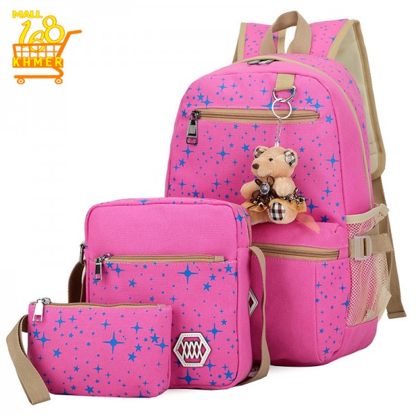 Set of 3 Backpacks With Bear