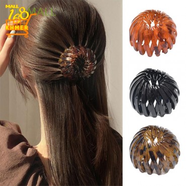Multi-function plastic bird's nest hair clip, Korean style round bun clip