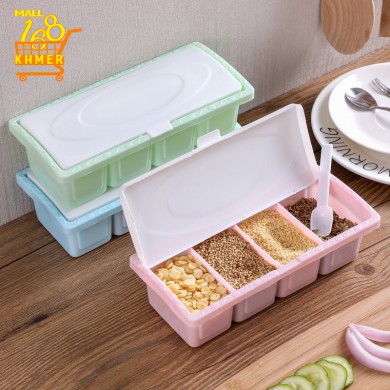 Safety abs plastic 4-compartment spice box