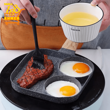 Non-stick frying pan with 3 compartments