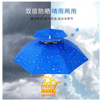 2-tier umbrella worn like a hat