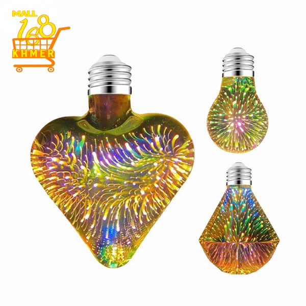 3d fireworks light bulb